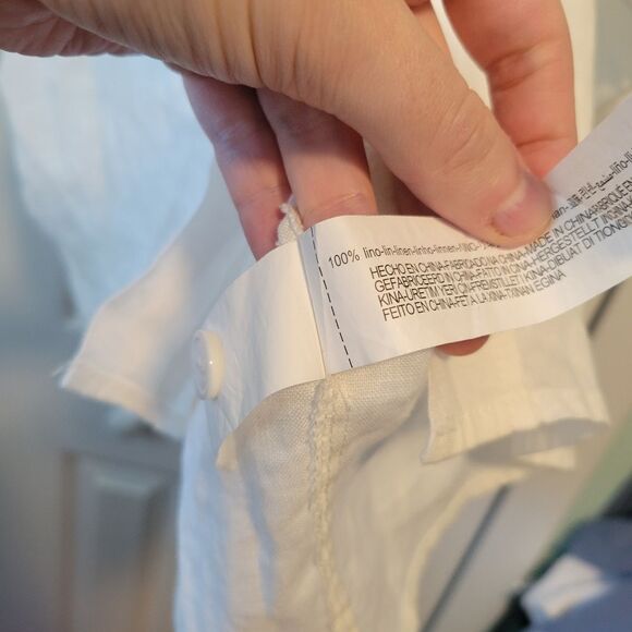 Zara Cream 100% Linen Boxy Button Up Top Size Medium - Picture 6 of 6